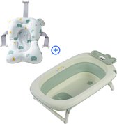 K IKIDO Babybadje opvouwbaar - 3 in 1 opvouwbaar - Baby badje -Multifunctioneel - met Digitale Thermometer - aftapkraan - Inclusief badkussen - Peuterbadje 83.8 x 52.6 x 23.4 cm - Blauw