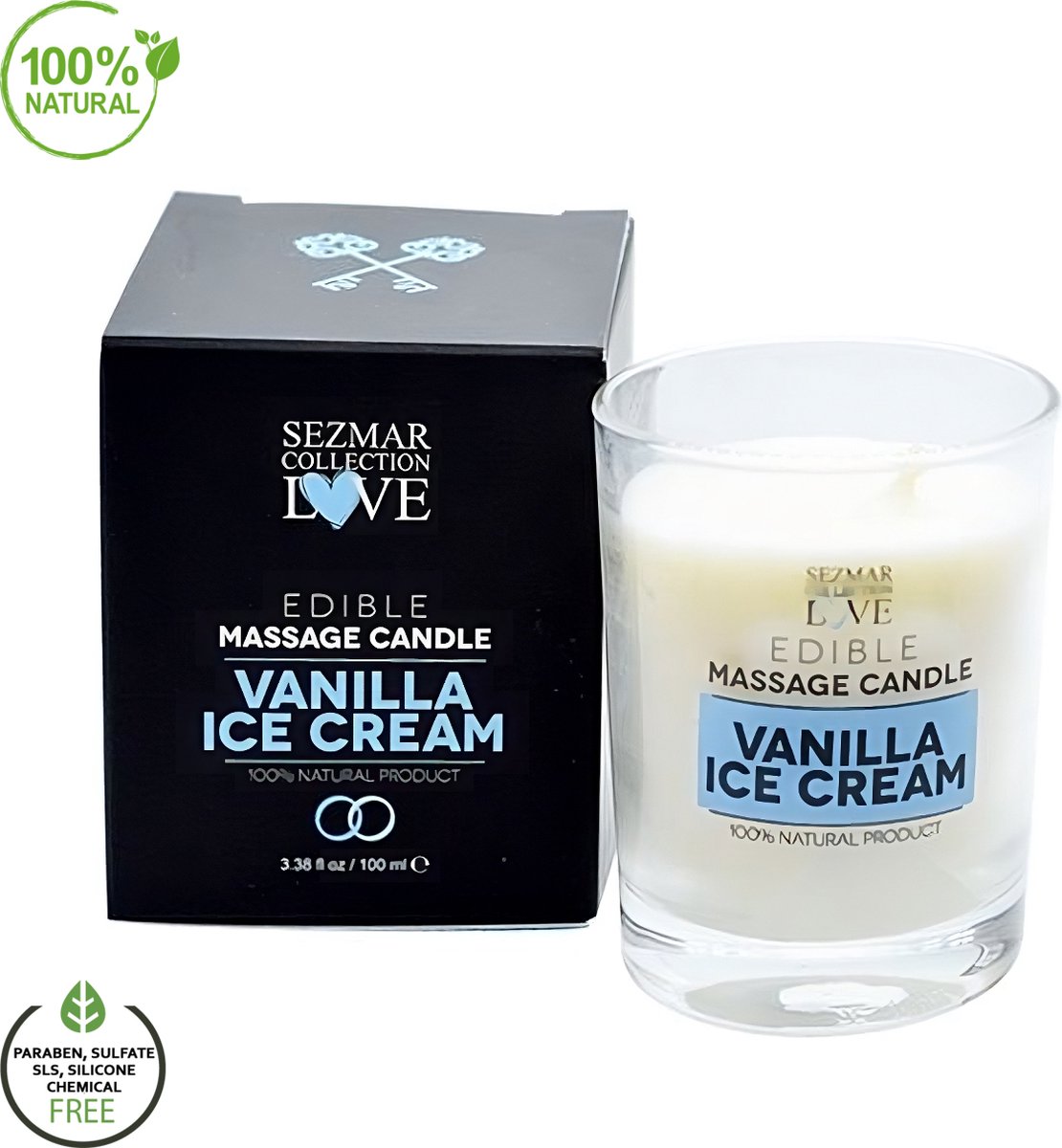 Goedkoopste Love - Massagekaars Sezmar Collection 100 Natuurlijke Verwenning | Vanille-IJs Geur | Voor Romantische Avonden en Diepe Ontspanning - 100ml