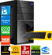 Intel Compleet PC + Muis & Toetsenbord | Intel Core i5 | 16 GB DDR4 | 1 TB SSD - NVMe | RTX 3050 | Windows 11 Pro + WiFi & Bluetooth