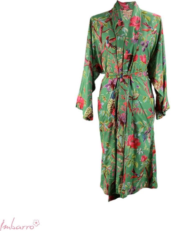 Imbarro - Kimono - Ochtendjas - Badjas - Royal Paradise - Green - One size - Viscose