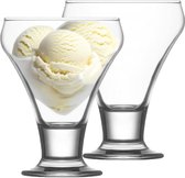 Plats de service coupes glacées/glaces/desserts - sur pied - lot de 6 pièces - verre - 300 ml - 10 x 13 cm