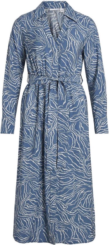 Vila Jurk Vidogma Toa L/s Midi Shirt Dress 14096412 Coronet Blue/toa Egret Dames Maat - 36
