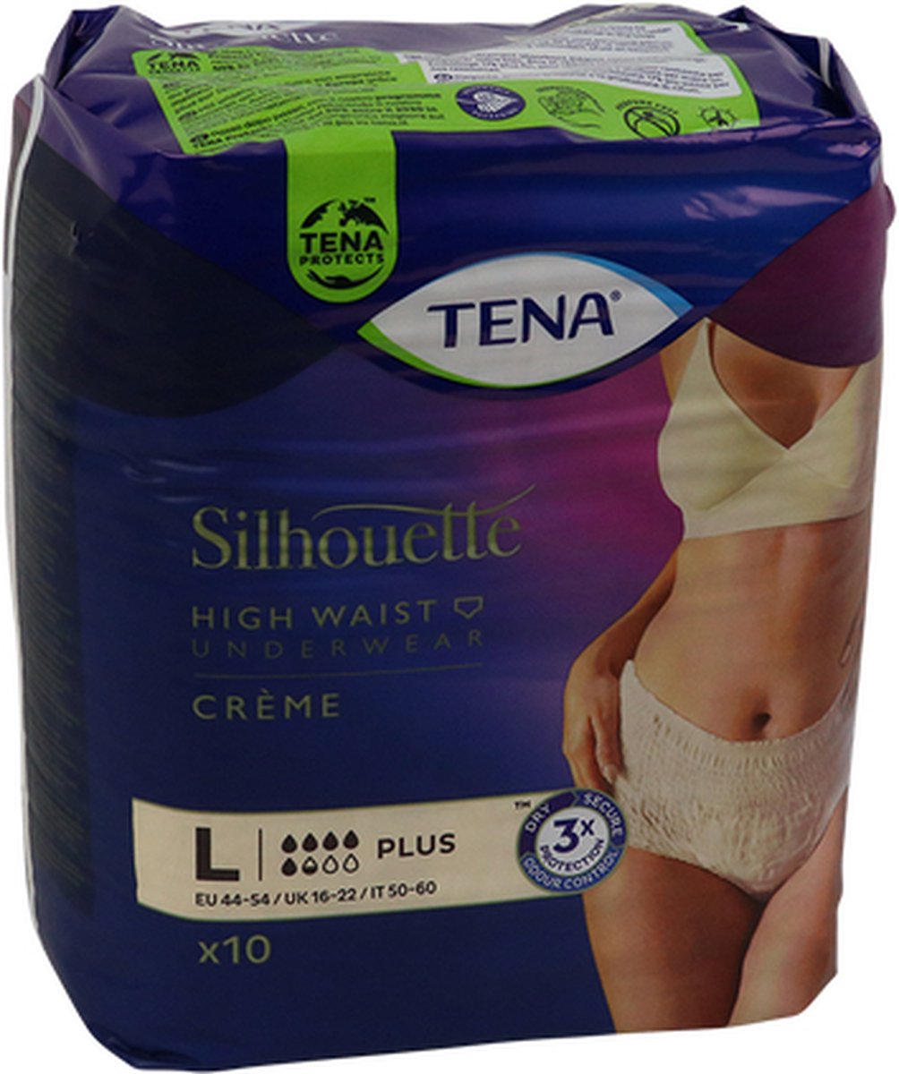Goedkoopste TENA SILHOUETTE PLUS CREME - HOGE TAILE L . Voordeelbundel met 4 verpakkingen