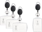 Horizontale ID-Kaarthouders - Set van 5 - Transparante ID-Badgehouder met Trekkoord - Handige Bevestiging voor Identiteitskaarten