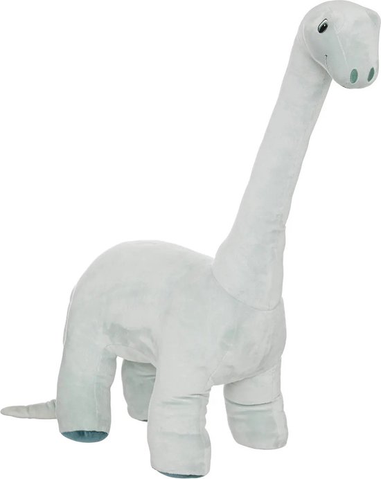 Grijze dinosaurus knuffel, 90 cm, van zachte pluche stof.