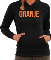 Bellatio Decorations Koningsdag hoodie dames - oranje - zwart - met glitters - oranje feestkleding M