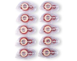 Discountershop 10-delige Lijmroller Set - Transparant/Rood - Essentieel Knutselgereedschap - Bureauartikelen - Lengte 9cm, Breedte 5cm, Hoogte 2cm