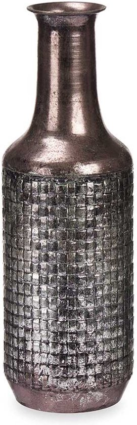 Giftdecor Bloemenvaas Antique Roman - zilver/brons - metaal - D14 x H46 cm - Design vaas met historisch karakter