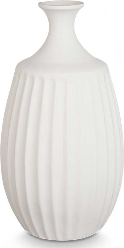 Giftdecor Bloemenvaas Antique Athena - ivoor wit - keramiek - D27 x H48 cm - Klassieke design vaas met historisch en modern karakter