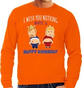 Bellatio Decorations Koningsdag sweater voor heren - Happy Kings day - oranje - oranje feestkleding S