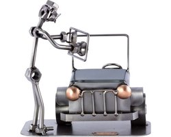 sculptuur glaszetter auto beroepen beeldje - metaal 18x17x13 relatiegeschenken