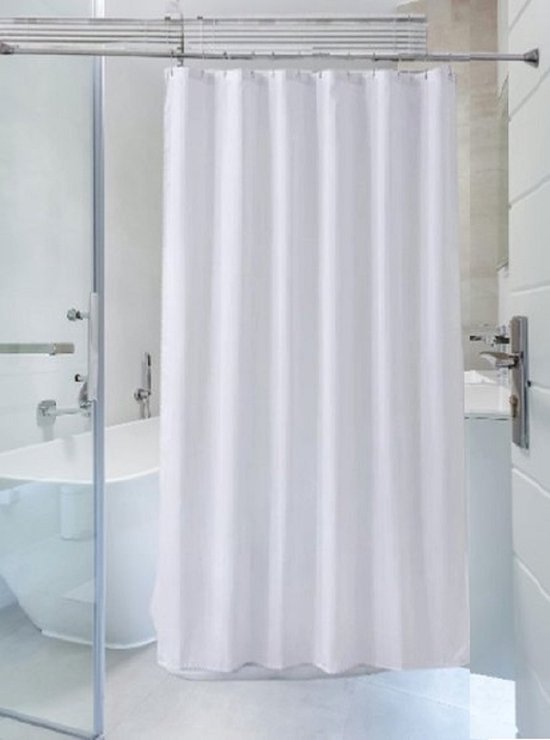 Douchegordijn Wit Klein Met ringen 90 X 200 Douche Gordijn