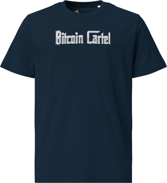 Bitcoin Cartel - Unisex - 100% Biologisch Katoen - Kleur Marine Blauw - Maat M | Bitcoin cadeau| Crypto cadeau| Bitcoin T-shirt| Crypto T-shirt| Crypto Shirt| Bitcoin Shirt| Bitcoin Merch| Crypto Merch| Bitcoin Kleding