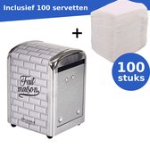WDMT Servetten Dispenser - inclusief 100 stuks servetten gratis - Tissue Dispenser - Servet Houder - Servetten Houder - Servethouders - Wit