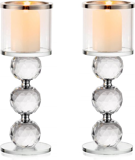 Sziqiqi Glazen Kandelaar Set van 4, Helderglazen Conische Kaarshouder, Elegante Kristallen Kandelaars Voor Tafeltafelstukken voor Eetkamer Woonkamer Bruiloftsfeest