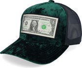 Hatstore- Dollar Bill Velvet Green/Black A-frame Trucker - Calza Pennello Cap