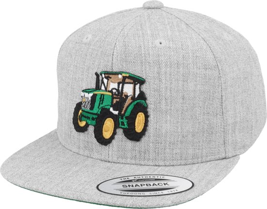 Hatstore- Kids Green Tractor Heather Grey Snapback - Kiddo Cap Cap