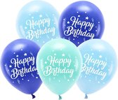 Partydeco - ECO ballonnen - Blauw Assorti 'Happy Birthday 5 stuks (26 cm)