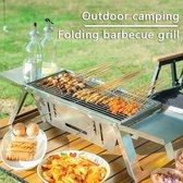 Draagbare barbecue, roestvrijstalen opvouwbare houtskoolgrill, draagbare barbecue, voor outdoor picknick, kamperen, reizen, strand