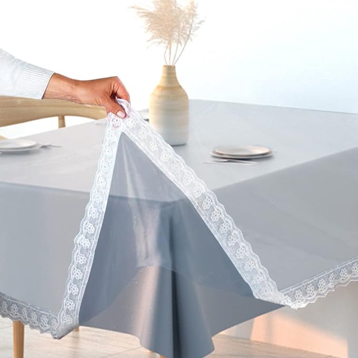 Nappe Transparente - Transparente, Protection De Table  Nappe Transparente Lavable 150x150cm