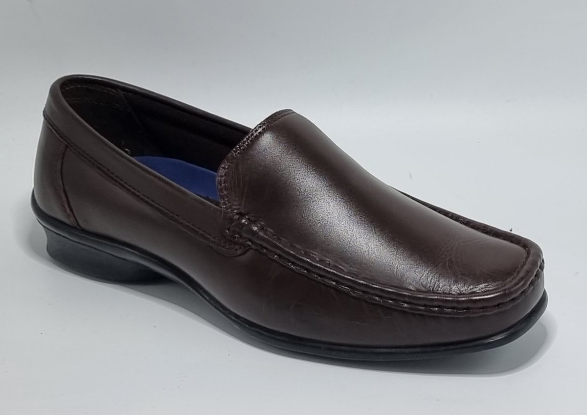 Sagar Shoes® - Heren Schoenen - Heren Loafers - Heren Instappers - Echt Leer - Bruin - Maat 39