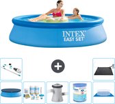 Intex Rond Opblaasbaar Easy Set Zwembad - 244 x 61 cm - Blauw - Inclusief Afdekzeil - Onderhoudspakket - Zwembadfilterpomp - Filter - Grondzeil - Stofzuiger - Solar Mat
