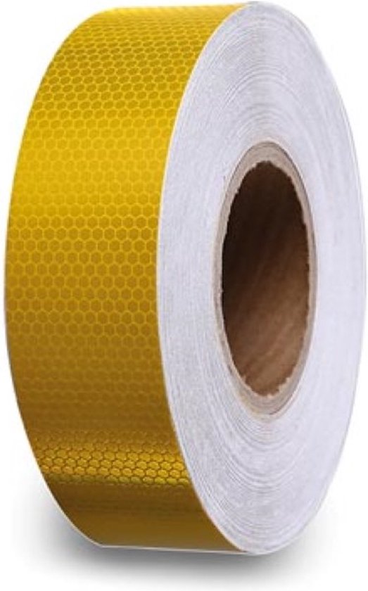 Perel Reflecterende tape 5 cm x 5 m, met honingraatpatroon voor extra zichtbaarheid, geel