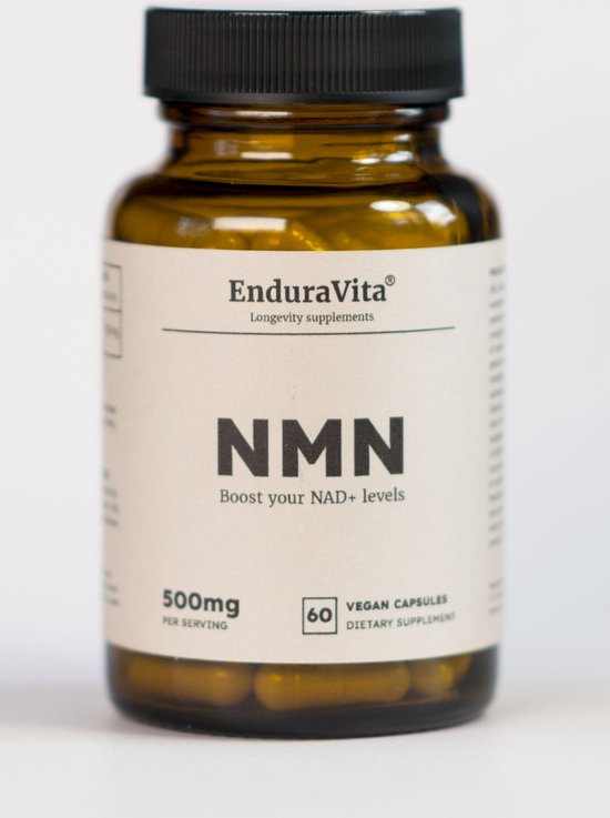 EnduraVita® - Premium NMN Capsules - 500mg per dosering - 99,8% zuiverheid - Getest in een laboratorium - NAD+ Booster - Nicotinamide Mononucleotide - 60x250mg - Ook voor honden en katten - EnduraVita®