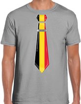 Bellatio Decorations Verkleed shirt voor heren - stropdas Belgie - grijs - supporter - themafeest XL