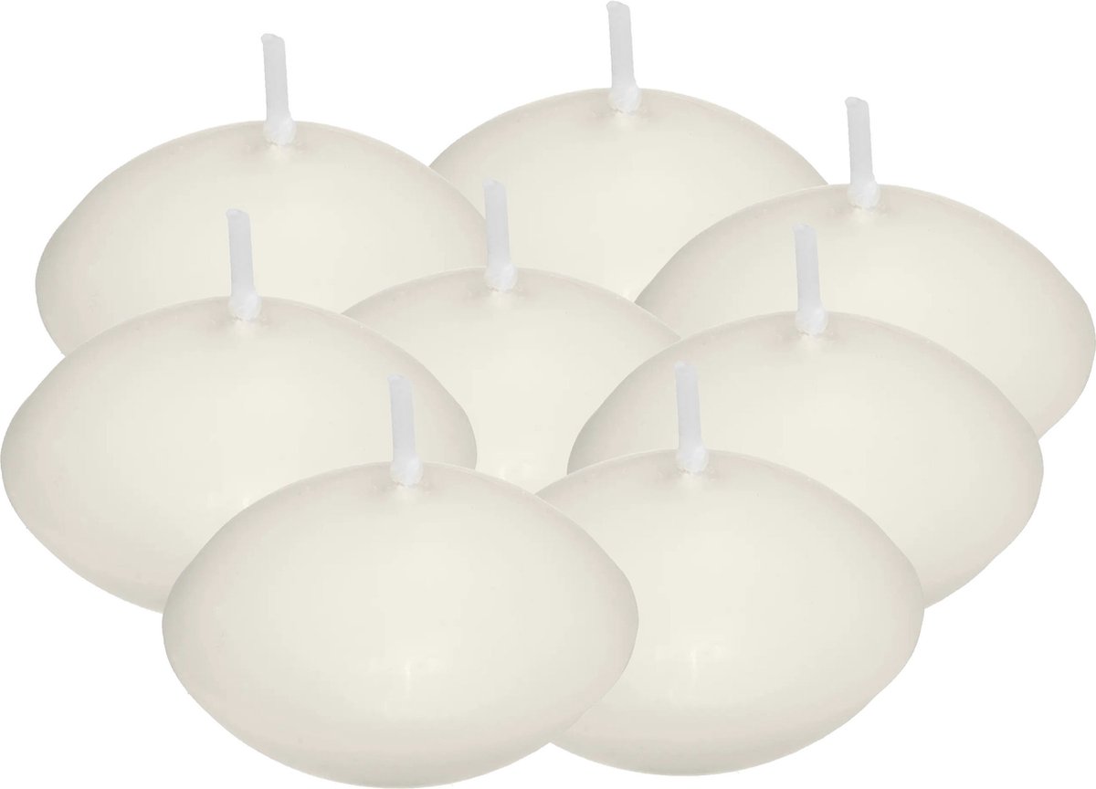Atmosphera Drijfkaarsen - ivoor wit - 24x stuks - dia 4.5 cm - 3.5 branduren - paraffine - geurloos Ivoorwit