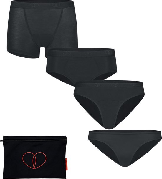 Moodies menstruatie ondergoed (meiden) - bundel mix - 4 stuks - meiden - zwart - period underwear
