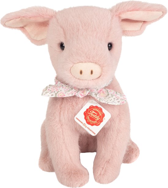 Hermann Teddy Knuffeldier varken/biggetje - pluche stof - premium kwaliteit knuffels - roze - 23 cm