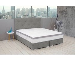 Novio Dreamer - Boxspring - BX2000 - 180x200cm - grijs - luxe gecaptioneerd hoofdbord - geveerde boxen - micro 1000 pocketveer matras - gëintegreerde NASA topper
