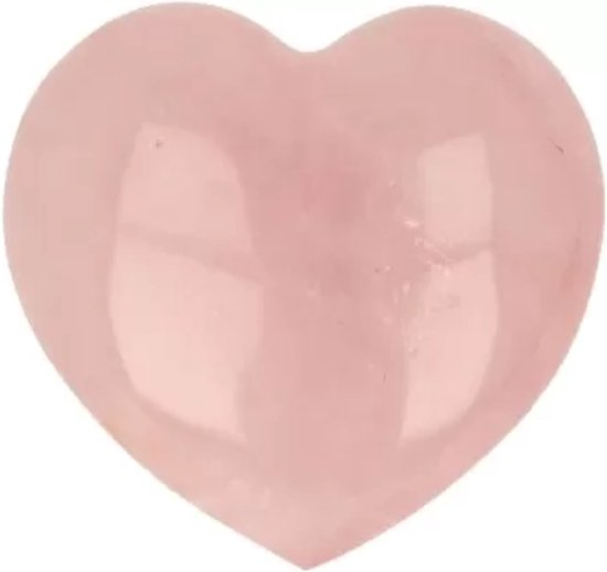 Roze kwarts hartvormige edelsteen, gepolijst, 30 mm.