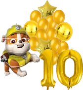 Paw Patrol Rubble ballonnen pakket - 64x81cm - 10 jaar - Folie Ballon set - Themafeest - Verjaardag - Ballonnen - Versiering - Helium ballon