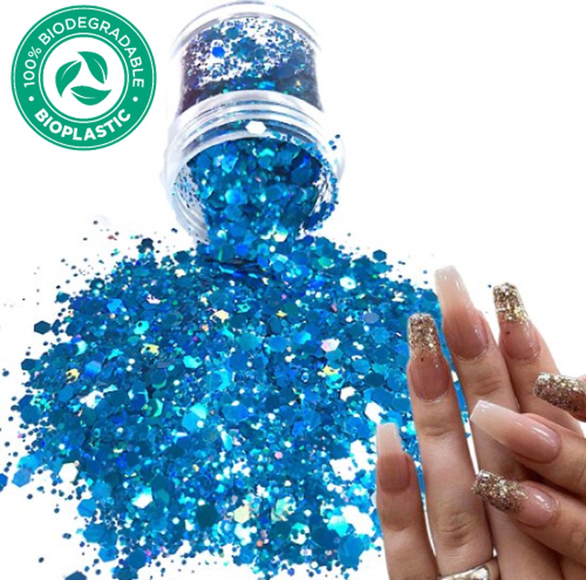 Goedkoopste Chunky Glitters (Blauw) [Volume 8g - Festival Glitter Outfit Nagel Decoratie Versiering - Manicure Kunstnagels Nepnagels Acryl Nagels - Kinderen Volwassenen Dames Glitters]