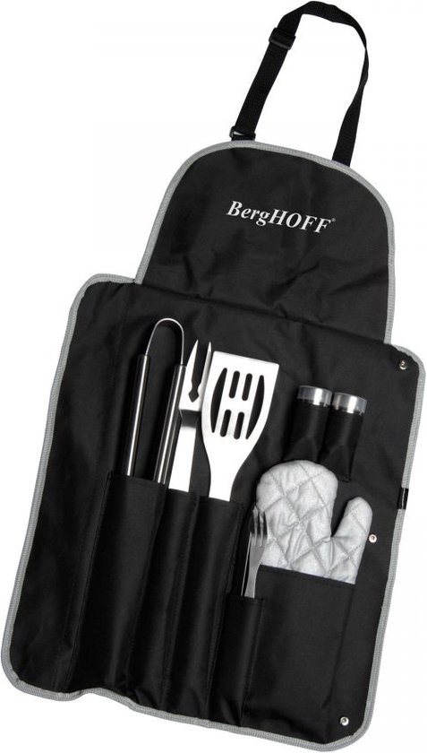 Foto: Essentials 9 delige bbq set in schort m tal 