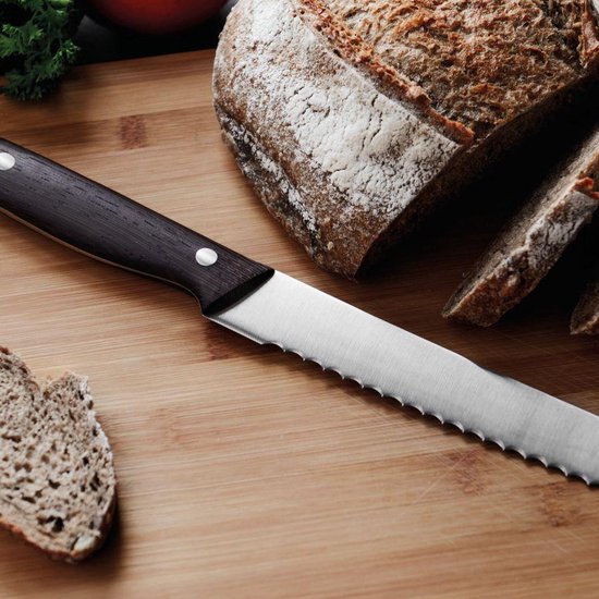AUSONIA - 34400 driehoekig veredelingsmes met stalen messen en houten handvat 20 cm