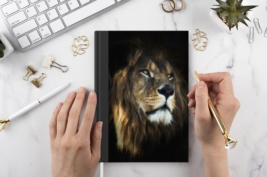 Carnet - Carnet d'écriture - Lion - Fourrure - Zwart - Carnet - Format A5 - Bloc-notes