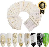 GUAPÀ - Nail Art Nagel Sjabloon Stickers 30 vellen - Zelfklevende Nagelstickers & Nageldecoratie 3D Goud en Zilver