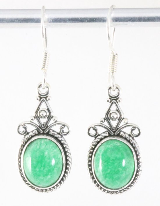 Boucles d'oreilles en argent traité avec jade