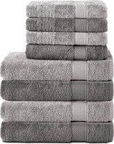 Bol.com Komfortec Handdoekenset – Set van 8 - 4x Handdoek 50x100 cm en 4x Badhanddoek 70x140 cm - 100% Katoen - Antraciet&Grijs aanbieding