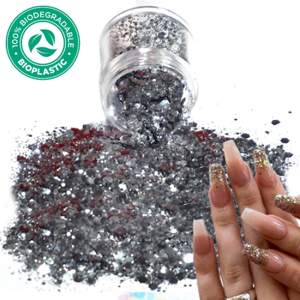 Goedkoopste Chunky Glitters (Zilver) [Volume 8g - Festival Glitter Outfit Nagel Decoratie Versiering - Manicure Kunstnagels Nepnagels Acryl Nagels - Kinderen Volwassenen Dames Glitters]