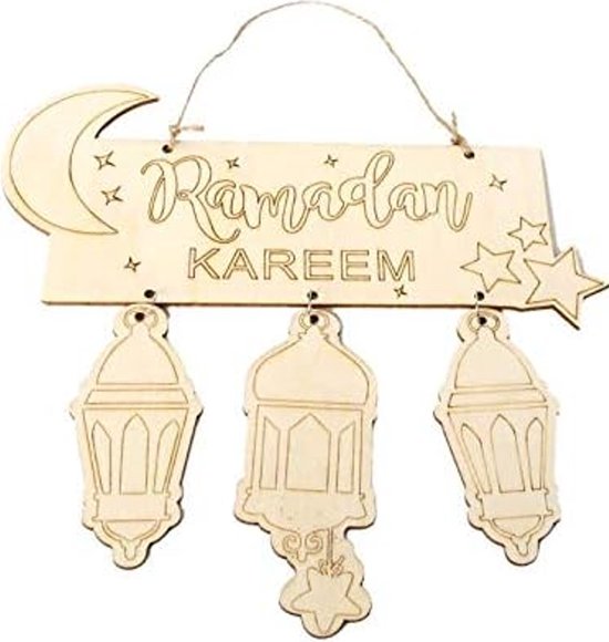 Mecctuck Ramadan Decoratie – 9 Houten Hangers, Maan En Ster, Voor Eid En Islamitische Feesten