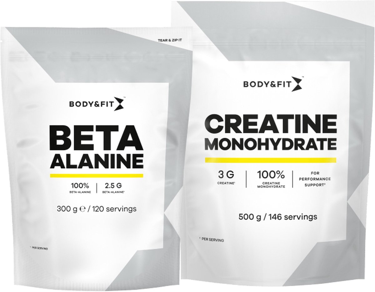 Goedkoopste Body & Fit Beta Alanine 300 gram Creatine Monohydraat 500 gram