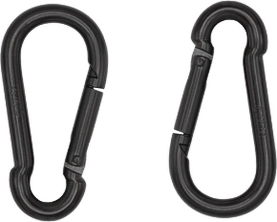 BCF-Products Karabijnhaak 60 mm - dikte ø 6 mm - Karabiners - 2 stuks - Zwart - 60mm