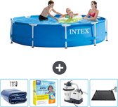 Intex Rond Frame Zwembad - 305 x 76 cm - Blauw - Inclusief Solarzeil - Onderhoudspakket - Zwembadfilterpomp - Solar Mat