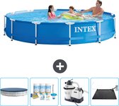 Intex Rond Frame Zwembad - 366 x 76 cm - Blauw - Inclusief Afdekzeil - Onderhoudspakket - Zwembadfilterpomp - Solar Mat