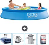 Intex Rond Opblaasbaar Easy Set Zwembad - 305 x 61 cm - Blauw - Inclusief Solarzeil - Zoutwatersysteem - Zwembadfilterpomp - Zwembadzout