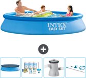 Intex Rond Opblaasbaar Easy Set Zwembad - 305 x 61 cm - Blauw - Inclusief Afdekzeil - Onderhoudspakket - Zwembadfilterpomp - Schoonmaakset